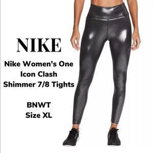 NIKE Women's One ICON CLASH Shimmer 7/8 Tights BNWT Size XL